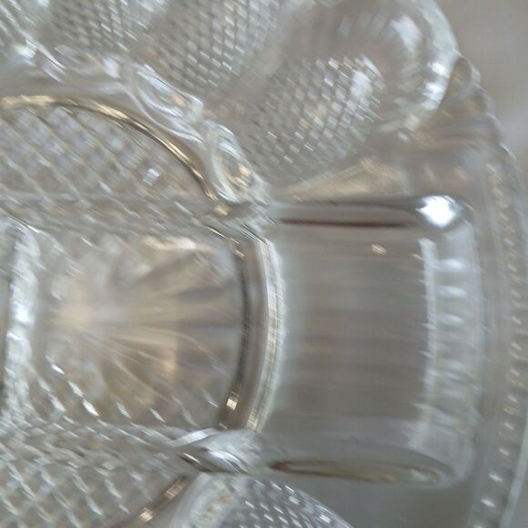 Vintage L. E. Smith Glass Deviled Egg Hors D'Oeuvres Serving Plate Platter - Picture 4 of 16